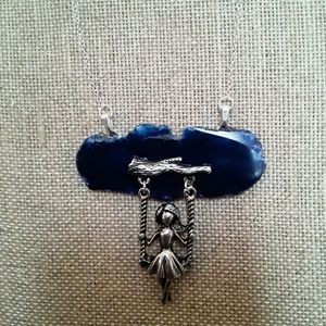 Handmade Agate Girl on a Swing Necklace